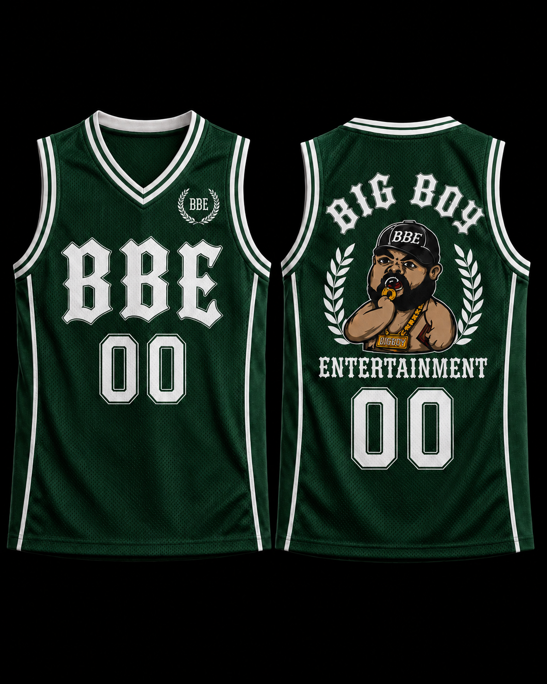 BBE Varsity Jersey Forest Green / White front and back