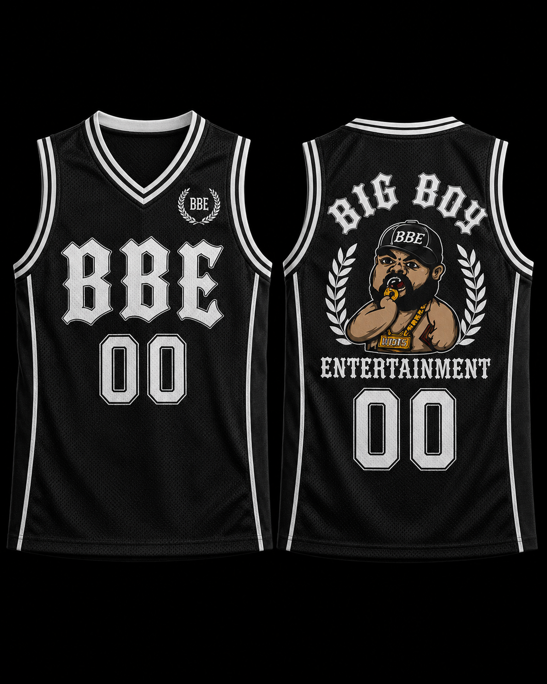 BBE Varsity Jersey Black / White front and back